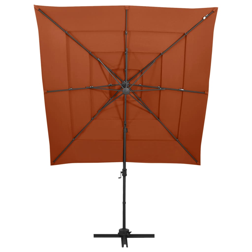 vidaXL Sonnenschirm mit Aluminium-Mast 4-lagig Terrakotta 250x250 cm