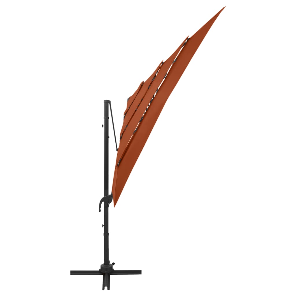 vidaXL Sonnenschirm mit Aluminium-Mast 4-lagig Terrakotta 250x250 cm