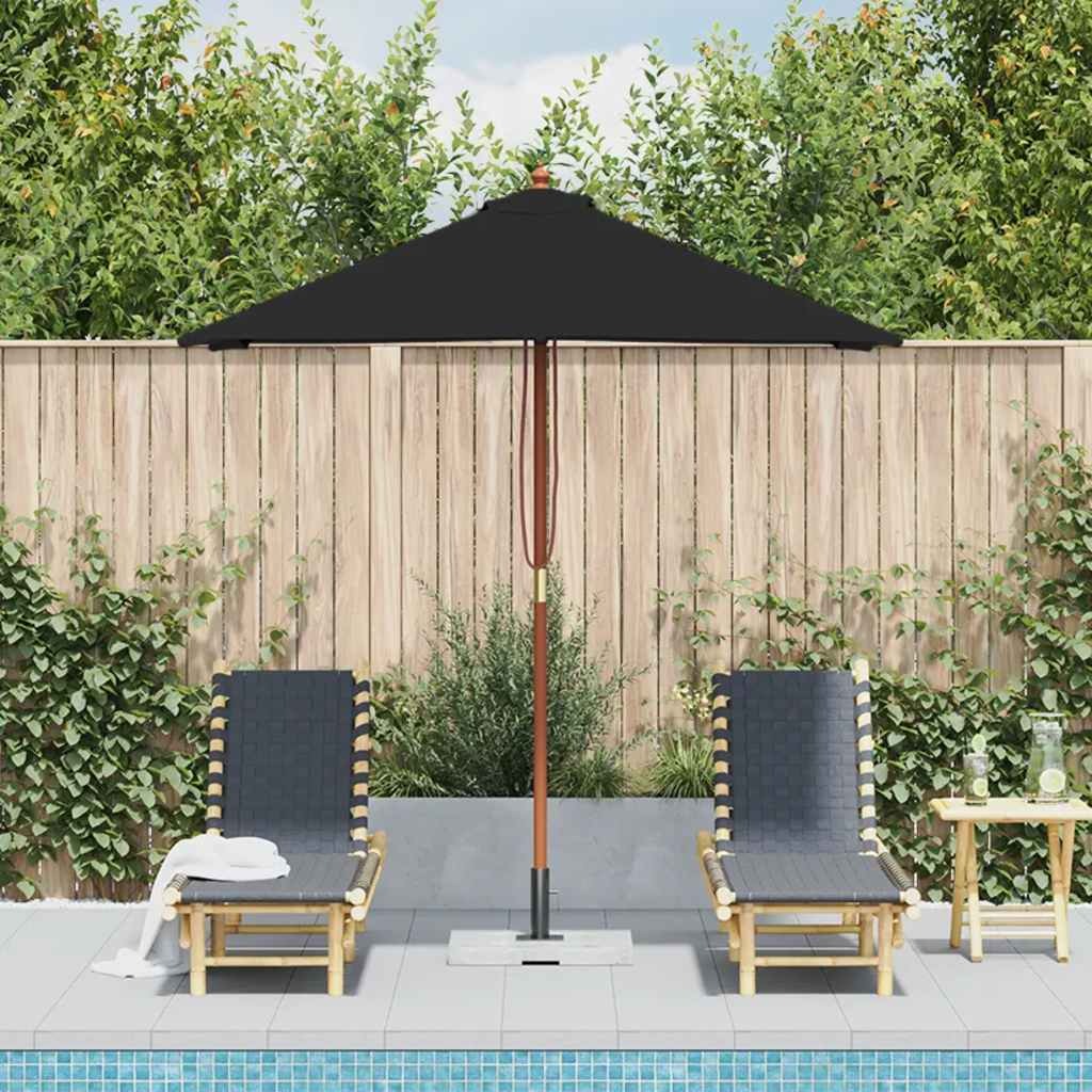 vidaXL Sonnenschirm mit Holzmast Schwarz 150x200 cm