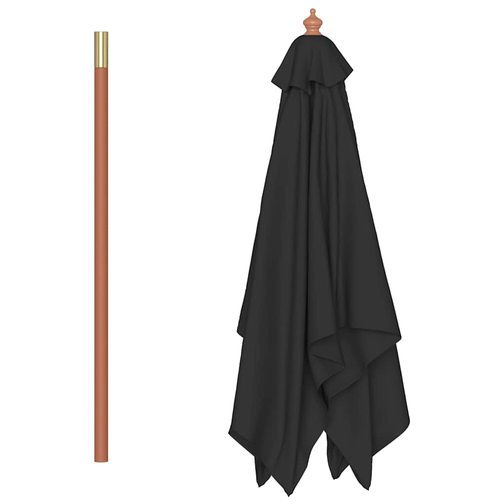 vidaXL Sonnenschirm mit Holzmast Schwarz 150x200 cm