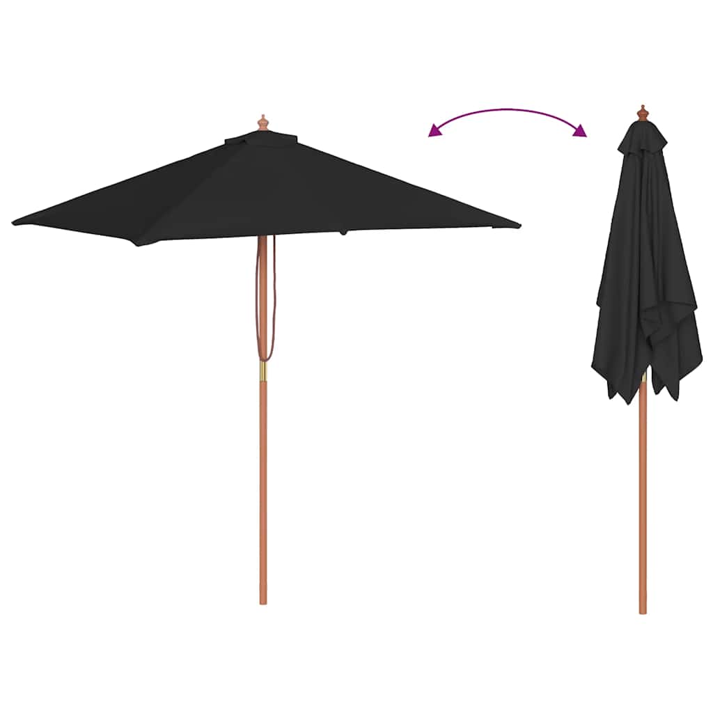 vidaXL Sonnenschirm mit Holzmast Schwarz 150x200 cm