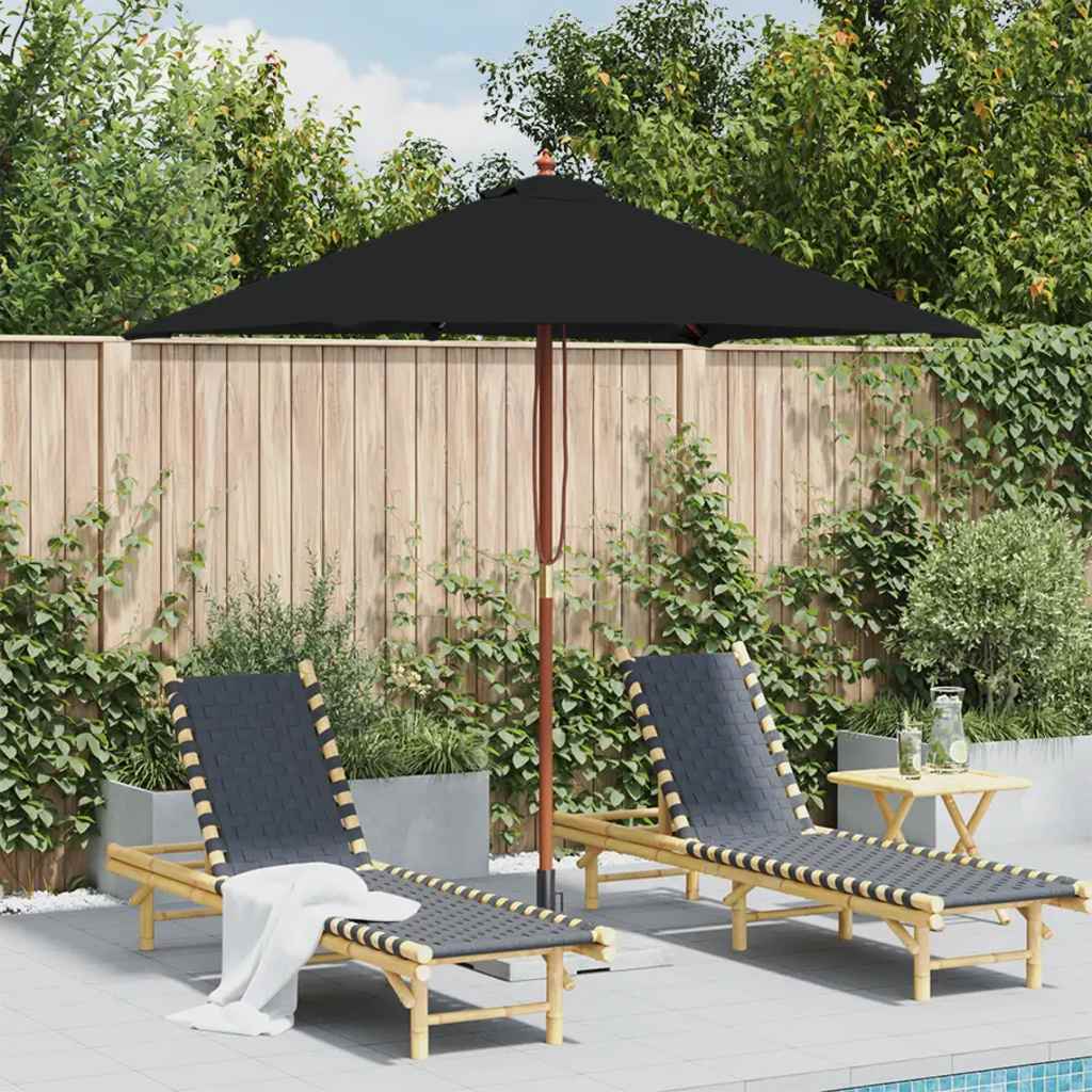 vidaXL Sonnenschirm mit Holzmast Schwarz 150x200 cm