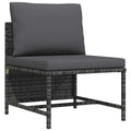 vidaXL Modulares Mittelsofa mit Kissen Grau Poly Rattan