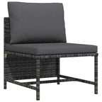 vidaXL Modulares Mittelsofa mit Kissen Grau Poly Rattan