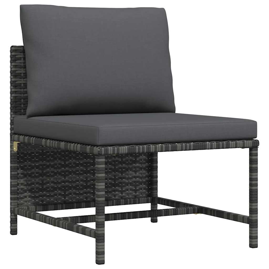 vidaXL Modulares Mittelsofa mit Kissen Grau Poly Rattan