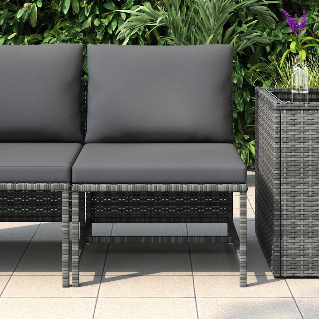 vidaXL Modulares Mittelsofa mit Kissen Grau Poly Rattan