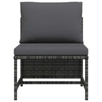 vidaXL Modulares Mittelsofa mit Kissen Grau Poly Rattan