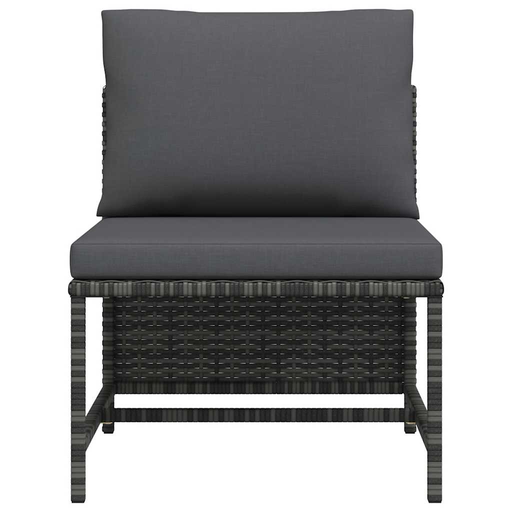 vidaXL Modulares Mittelsofa mit Kissen Grau Poly Rattan