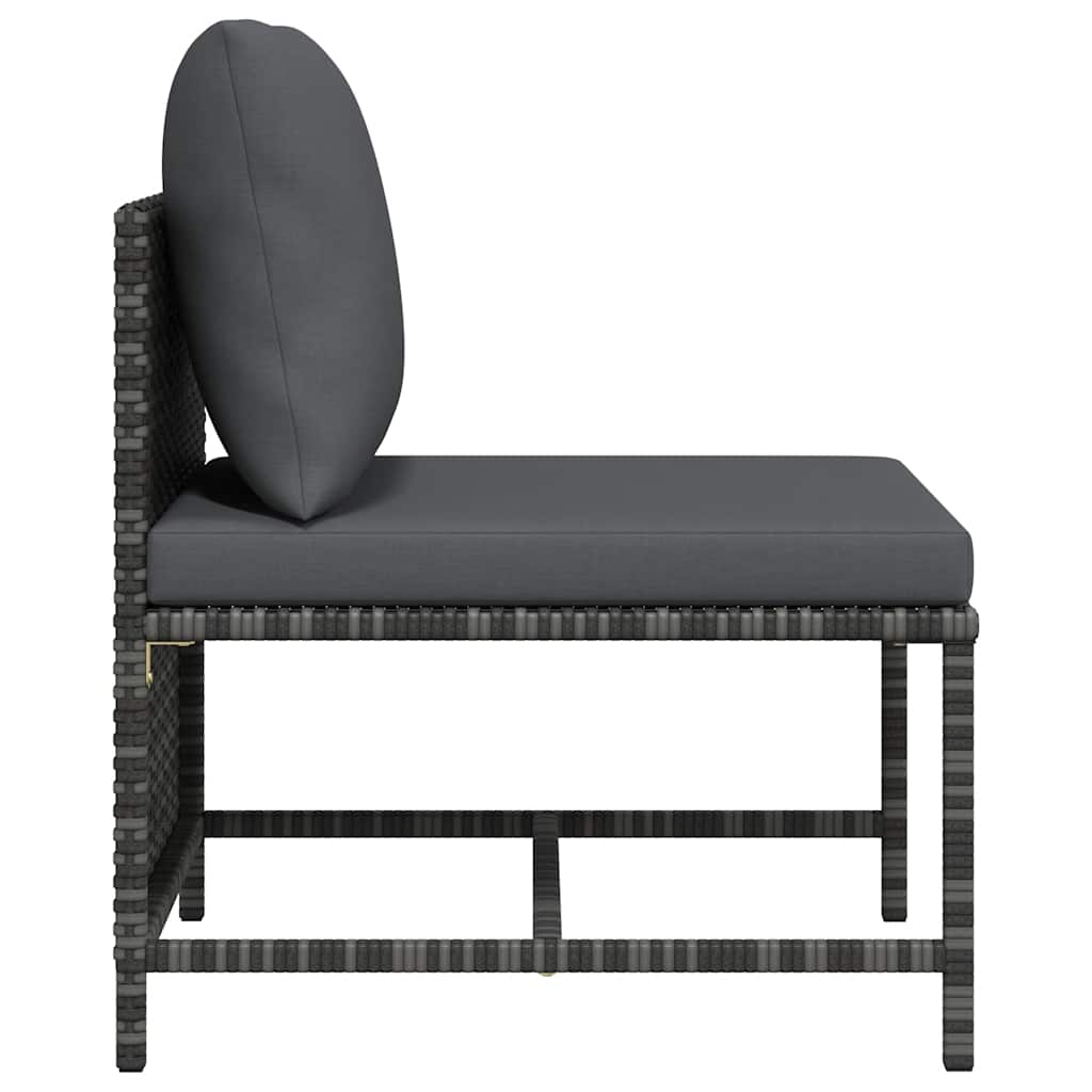 vidaXL Modulares Mittelsofa mit Kissen Grau Poly Rattan