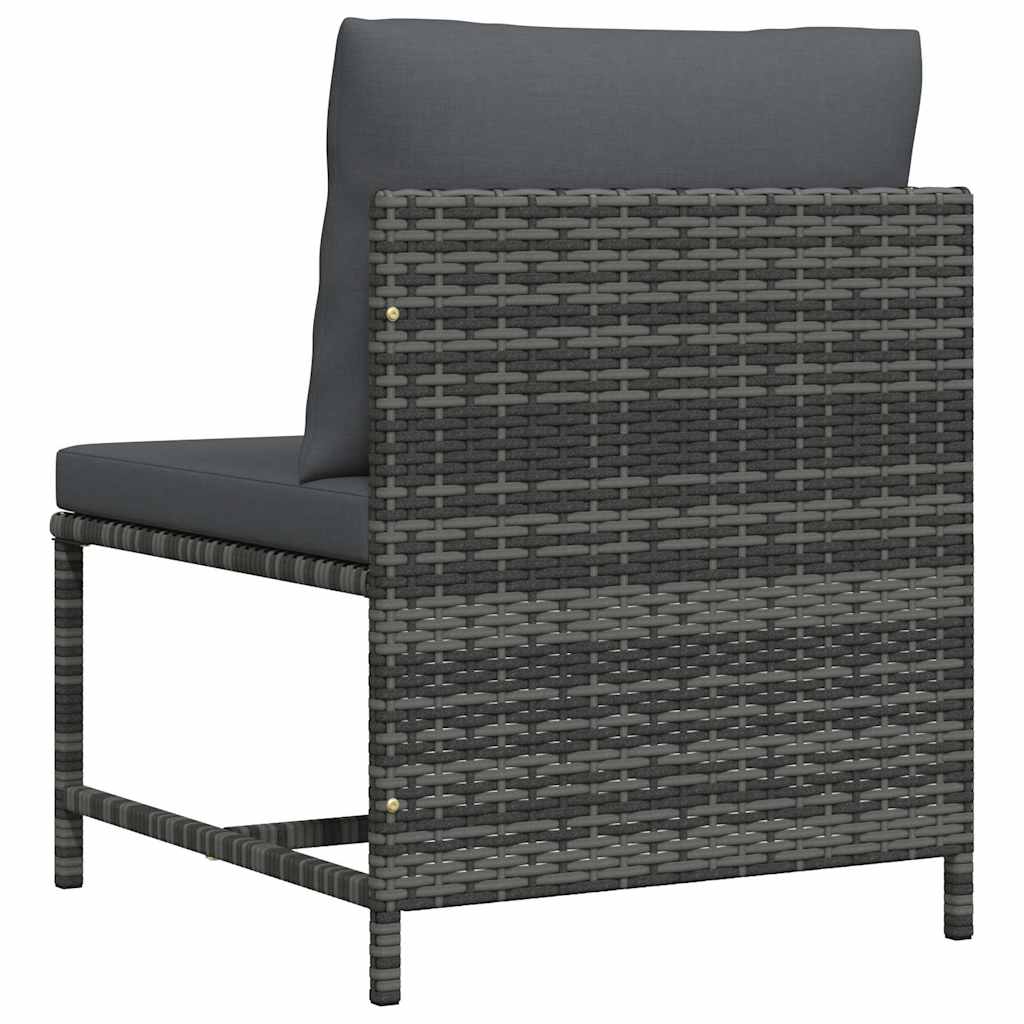 vidaXL Modulares Mittelsofa mit Kissen Grau Poly Rattan