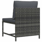 vidaXL Modulares Mittelsofa mit Kissen Grau Poly Rattan