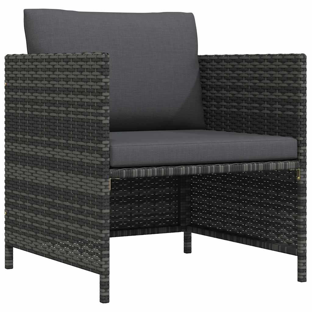vidaXL Gartensofa mit Kissen Grau Poly Rattan
