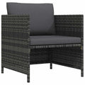vidaXL Gartensofa mit Kissen Grau Poly Rattan