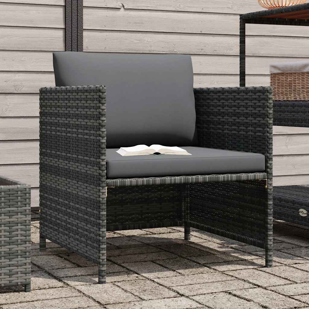 vidaXL Gartensofa mit Kissen Grau Poly Rattan