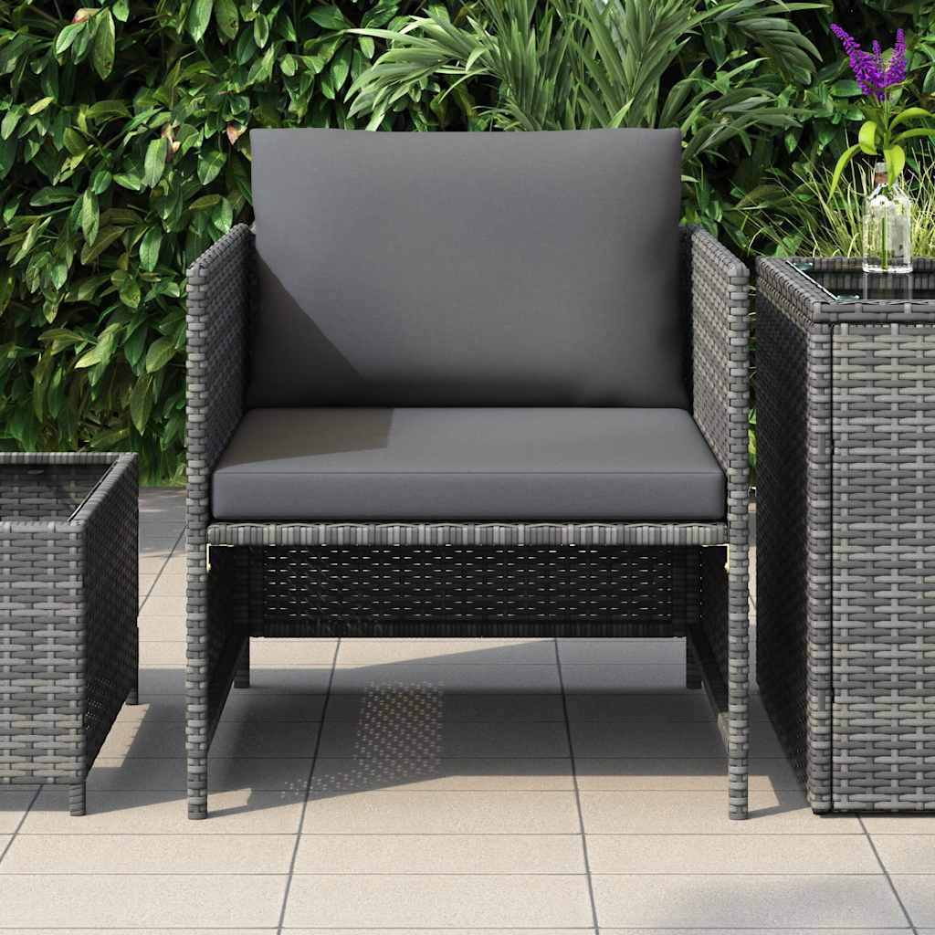 vidaXL Gartensofa mit Kissen Grau Poly Rattan