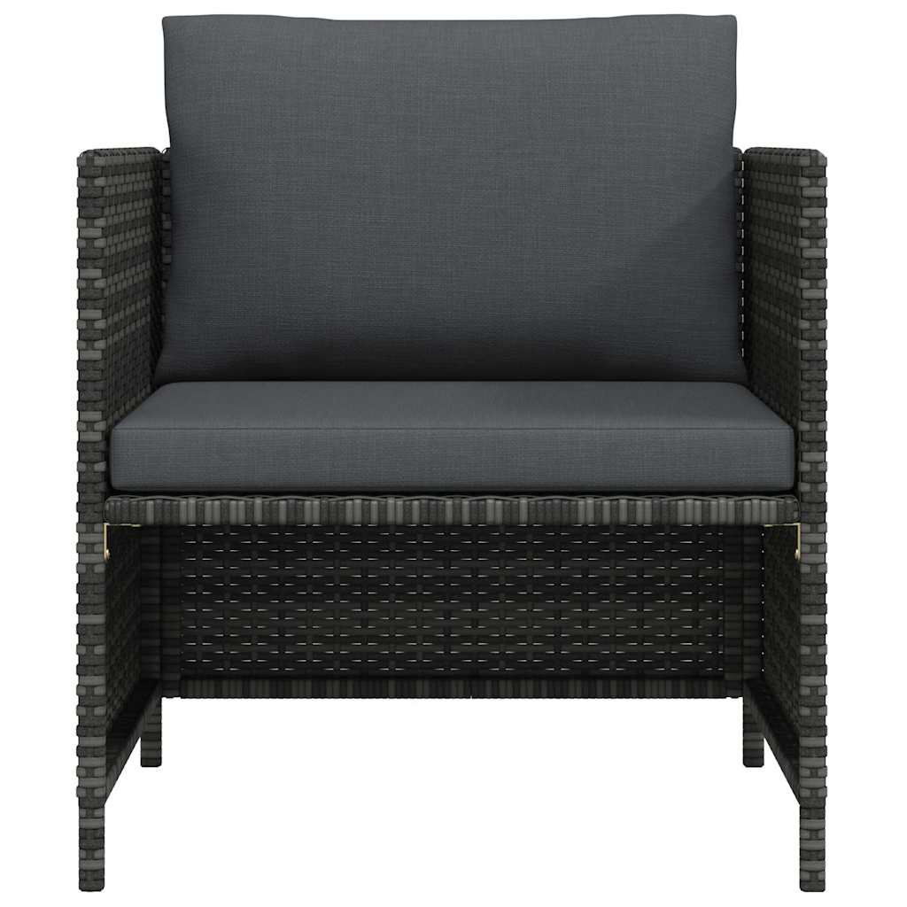 vidaXL Gartensofa mit Kissen Grau Poly Rattan