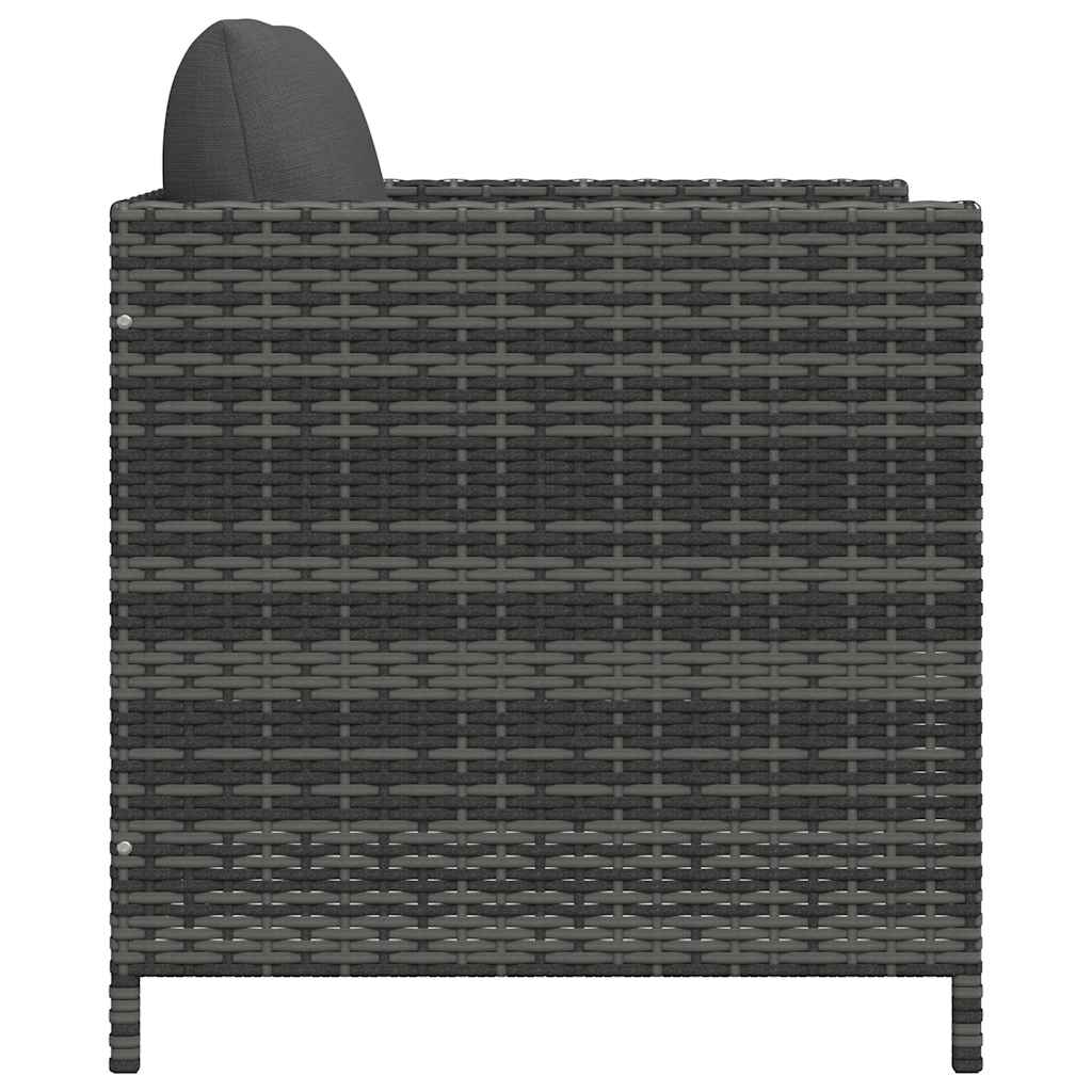 vidaXL Gartensofa mit Kissen Grau Poly Rattan