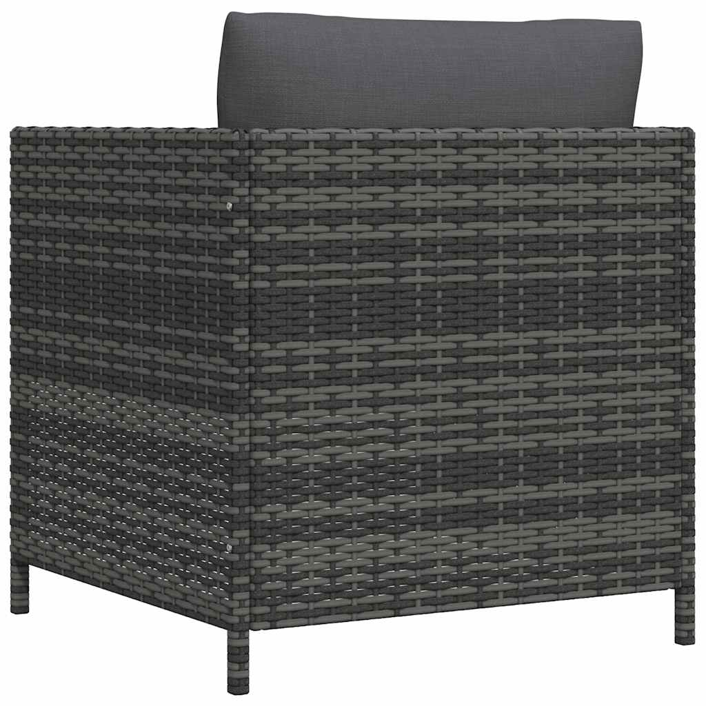 vidaXL Gartensofa mit Kissen Grau Poly Rattan