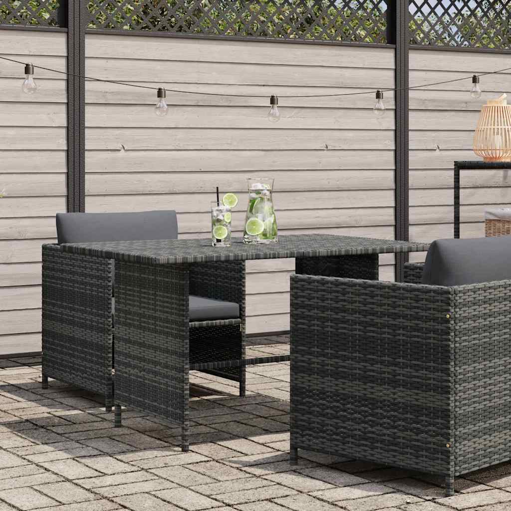 vidaXL Garten-Esstisch Grau 110x70x65 cm Poly Rattan