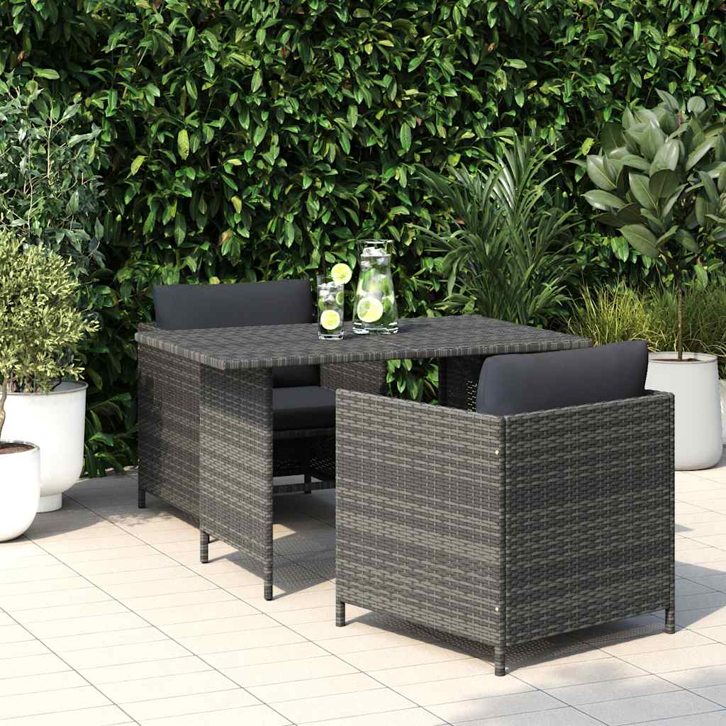 vidaXL Garten-Esstisch Grau 110x70x65 cm Poly Rattan