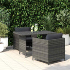 vidaXL Garten-Esstisch Grau 110x70x65 cm Poly Rattan