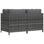 vidaXL 2-Sitzer-Gartensofa mit Polstern Grau Poly Rattan