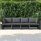 vidaXL 4-Sitzer-Gartensofa mit Kissen Grau Poly Rattan