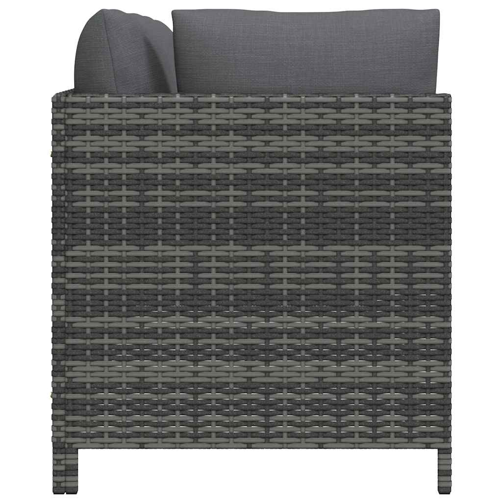 vidaXL 4-Sitzer-Gartensofa mit Kissen Grau Poly Rattan