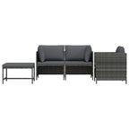 vidaXL 4-tlg. Garten-Sofagarnitur mit Auflagen Poly Rattan Grau