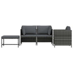 vidaXL 4-tlg. Garten-Sofagarnitur mit Auflagen Poly Rattan Grau