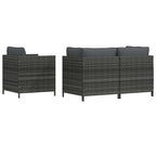 vidaXL 4-tlg. Garten-Sofagarnitur mit Auflagen Poly Rattan Grau
