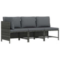 vidaXL 3-tlg. Garten-Lounge-Set mit Kissen Poly Rattan Grau