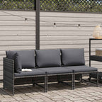 vidaXL 3-tlg. Garten-Lounge-Set mit Kissen Poly Rattan Grau