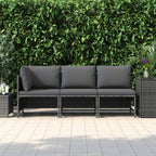 vidaXL 3-tlg. Garten-Lounge-Set mit Kissen Poly Rattan Grau