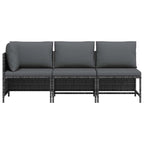 vidaXL 3-tlg. Garten-Lounge-Set mit Kissen Poly Rattan Grau