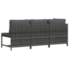 vidaXL 3-tlg. Garten-Lounge-Set mit Kissen Poly Rattan Grau