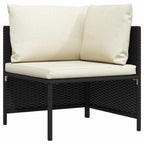 vidaXL Modular-Ecksofa mit Kissen Schwarz Poly Rattan