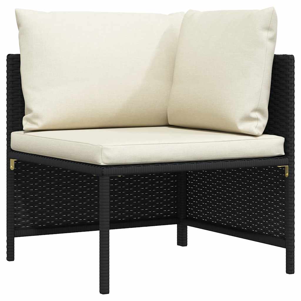 vidaXL Modular-Ecksofa mit Kissen Schwarz Poly Rattan