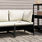 vidaXL Modular-Ecksofa mit Kissen Schwarz Poly Rattan