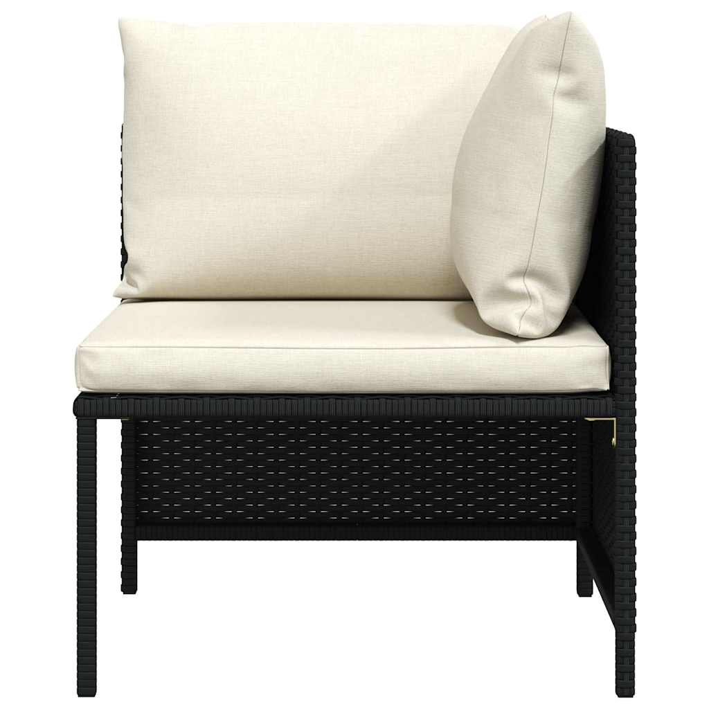vidaXL Modular-Ecksofa mit Kissen Schwarz Poly Rattan