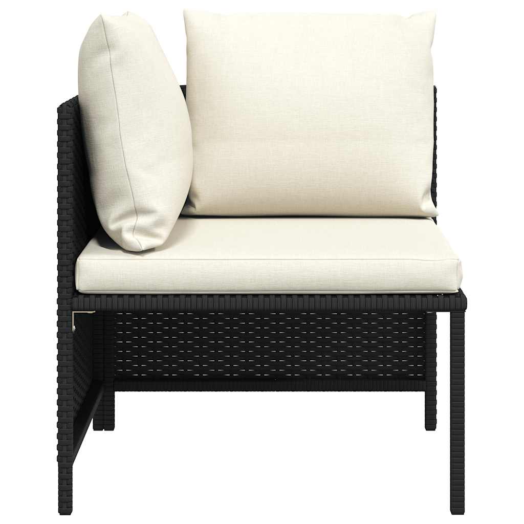 vidaXL Modular-Ecksofa mit Kissen Schwarz Poly Rattan