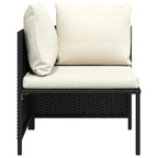 vidaXL Modular-Ecksofa mit Kissen Schwarz Poly Rattan