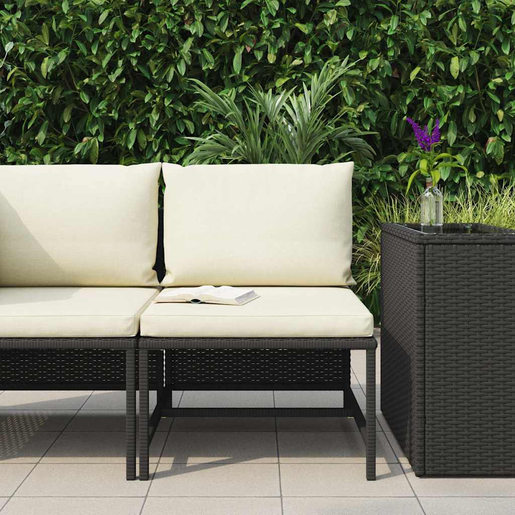 vidaXL Modular-Mittelsofa mit Kissen Schwarz Poly Rattan