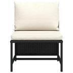 vidaXL Modular-Mittelsofa mit Kissen Schwarz Poly Rattan
