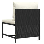 vidaXL Modular-Mittelsofa mit Kissen Schwarz Poly Rattan