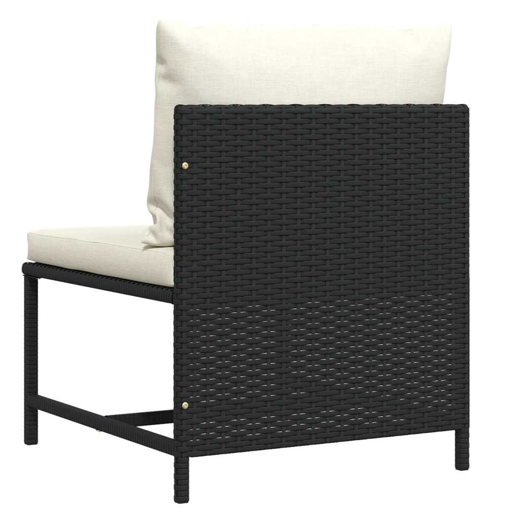 vidaXL Modular-Mittelsofa mit Kissen Schwarz Poly Rattan