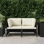 vidaXL 2-Sitzer-Gartensofa mit Kissen Schwarz Poly Rattan