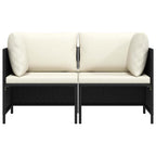 vidaXL 2-Sitzer-Gartensofa mit Kissen Schwarz Poly Rattan