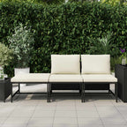 vidaXL 3-tlg. Garten-Sofagarnitur mit Auflagen Schwarz Poly Rattan