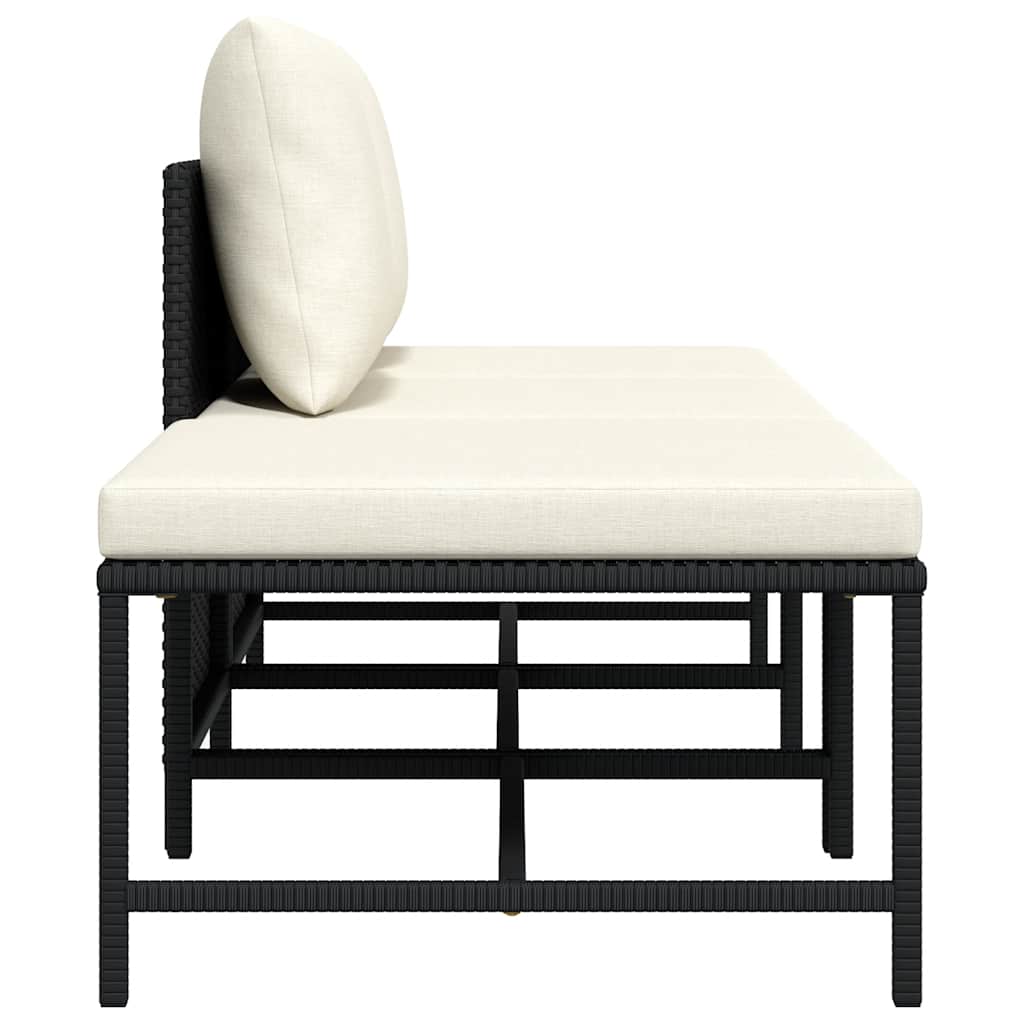vidaXL 3-tlg. Garten-Sofagarnitur mit Auflagen Schwarz Poly Rattan